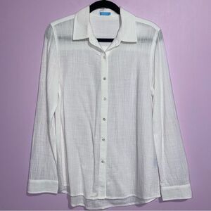 J McLaughlin Cotton Gauze Button Up Shirt Women Size XS Coastal Beach Preppy